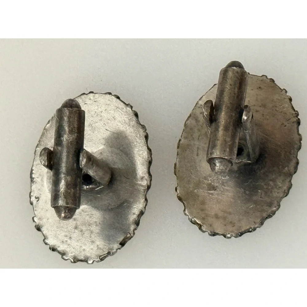 Vintage Silver Tone Oval Cherub Cufflinks Antique Suit Accessory Unique Details